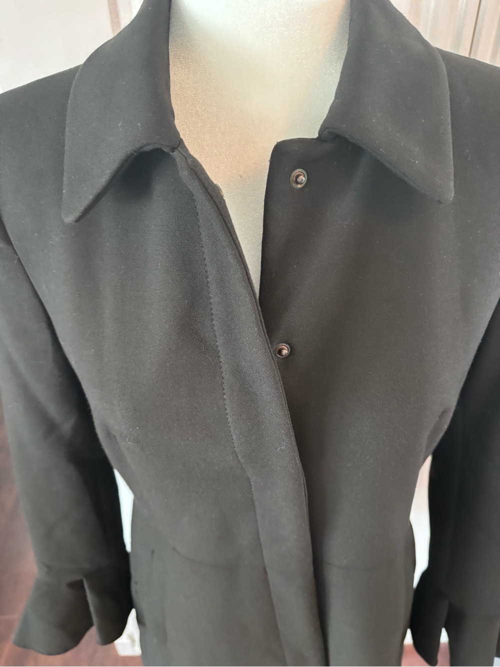 Zara Black Ruffle Cuff Coat sz S - Picture 8 of 14